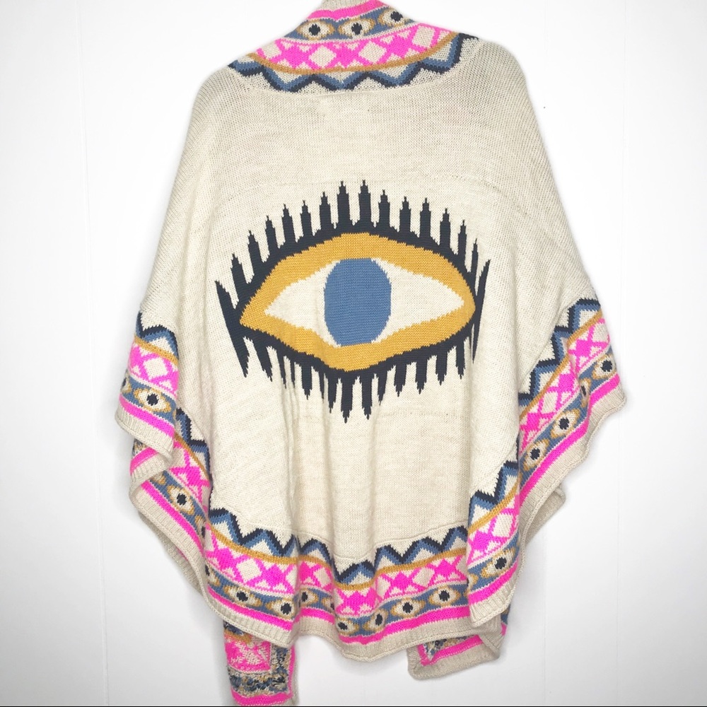 Rare Mara Hoffman Evil Eye poncho shawl OS NWT